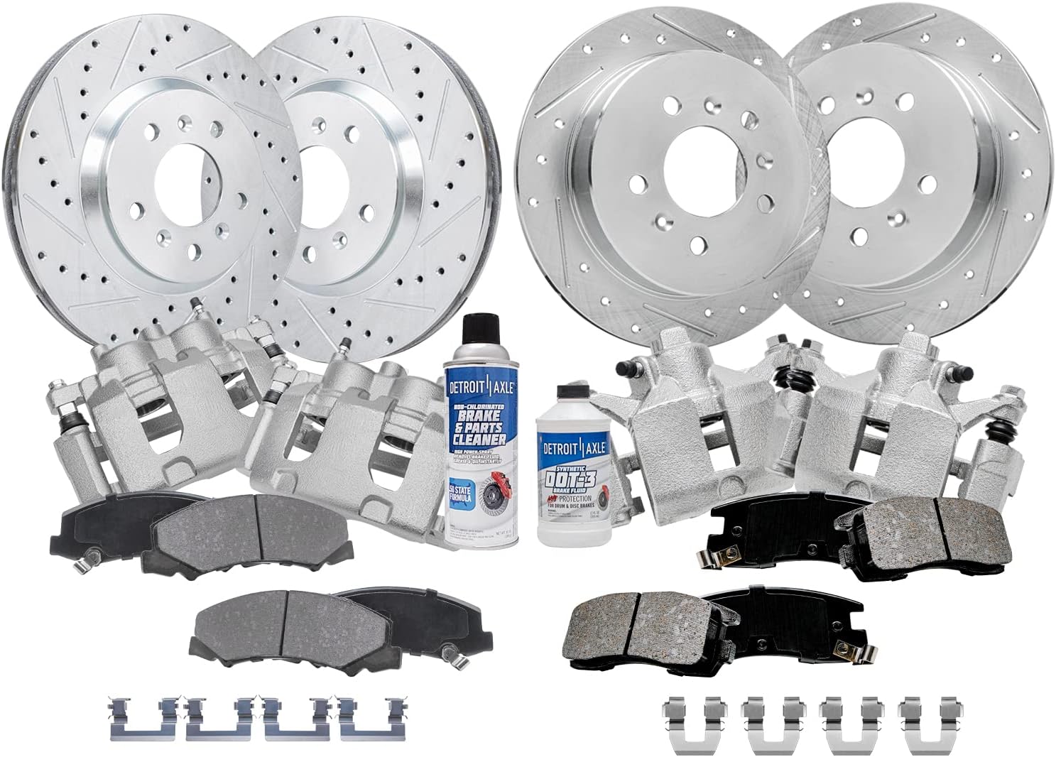 Detroit Axle Brake Kit for 2006–2010 Chevrolet Impala — Drilled & Slotted Rotors with Ceramic Pads and Calipers