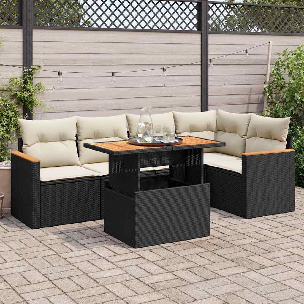 Gecheer Outdoor Patio Sectional Sofa Couch,Garden Sofa Set Black PE Rattan Large Modular Garden Sofa Set