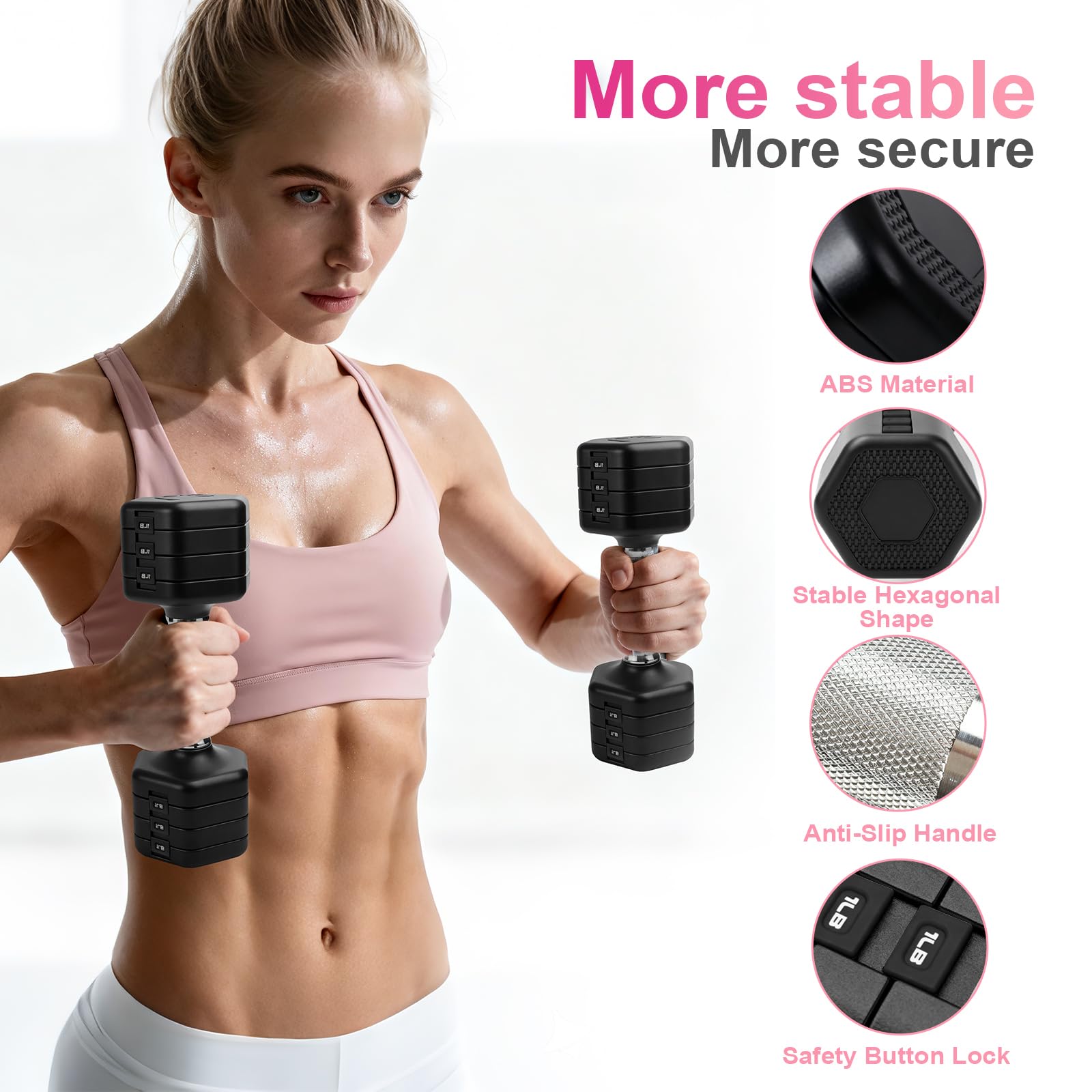 Verstellbares Hantel-Set, 9 kg, 4-in-1, freie Gewichte, Kurzhantel-Set, 1,8 kg, 2,7 kg, 3,6 kg, 4,5 kg, mit rutschfestem Metallgriff, Schnellwechsel, für Damen/Herren, Kurzhantel-Set für