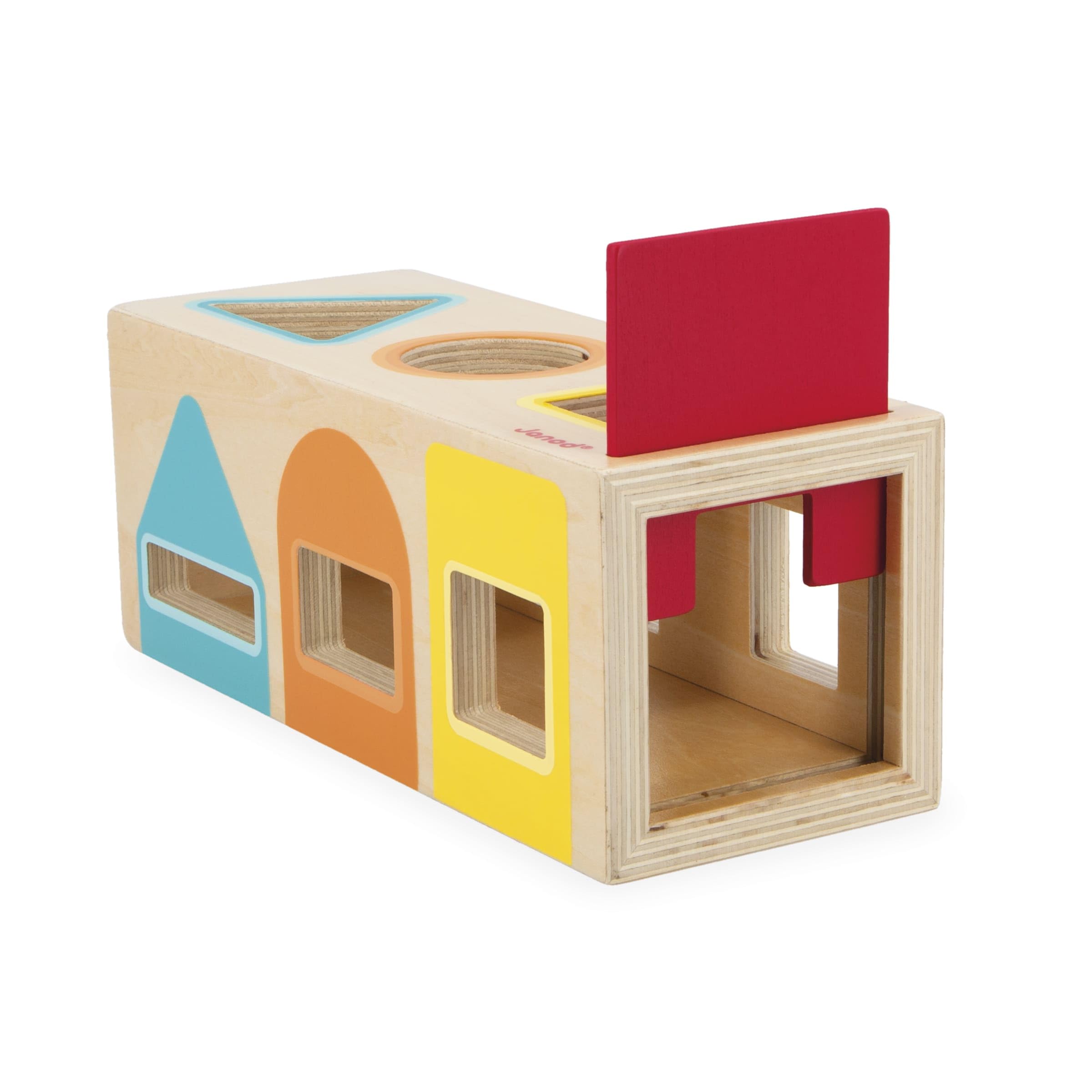Janod - Geometric Shape Box (Wood) - Wooden Early-Learning Toy - Educational Game - Fine Motor Skills - 12 Months - J05330