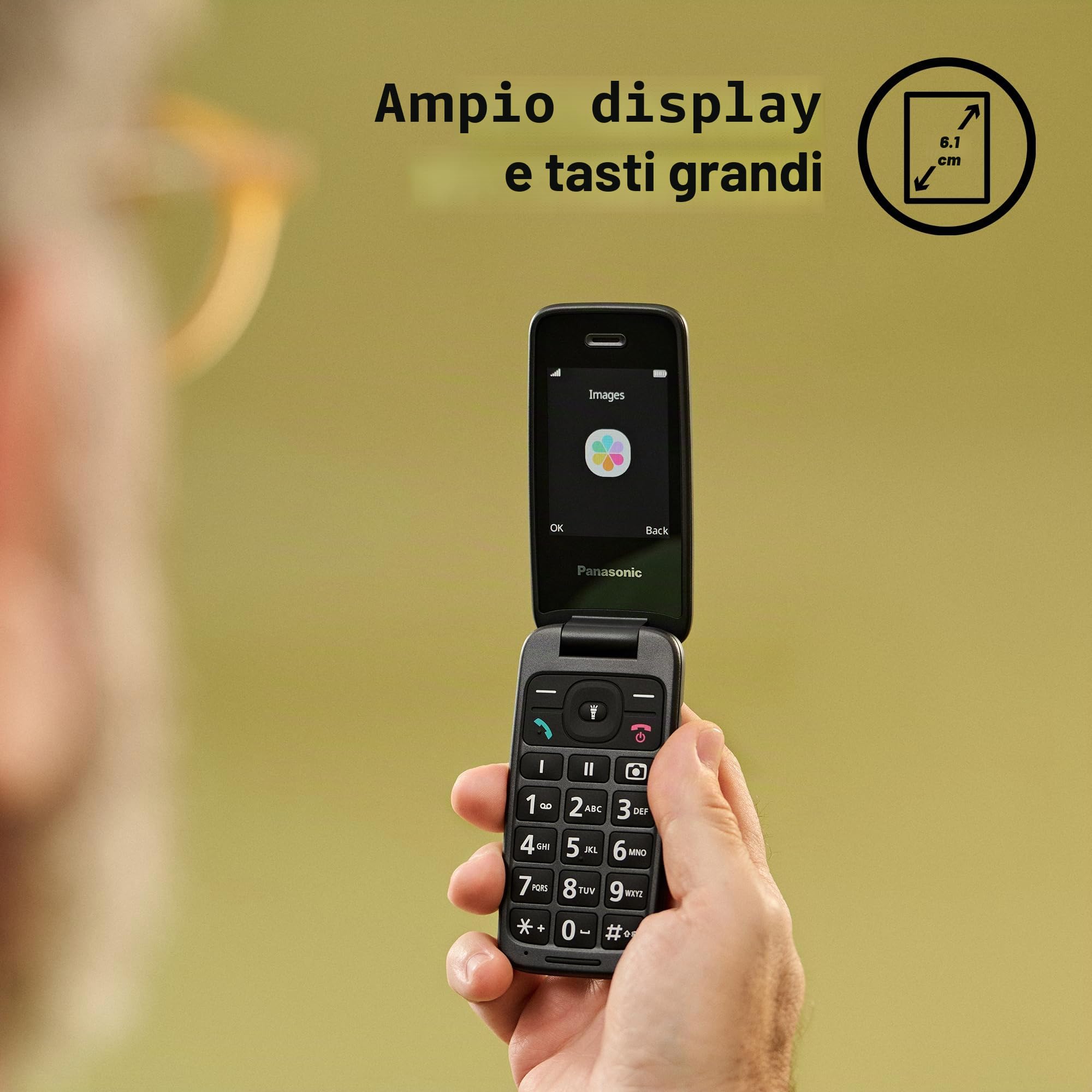 Panasonic KX-TU410 Telefono Cellulare 4G a Conchiglia 2,4 Pollici, Tasto SOS, Bluetooth 5.0, HAC, Vivavoce, IP44, Nero