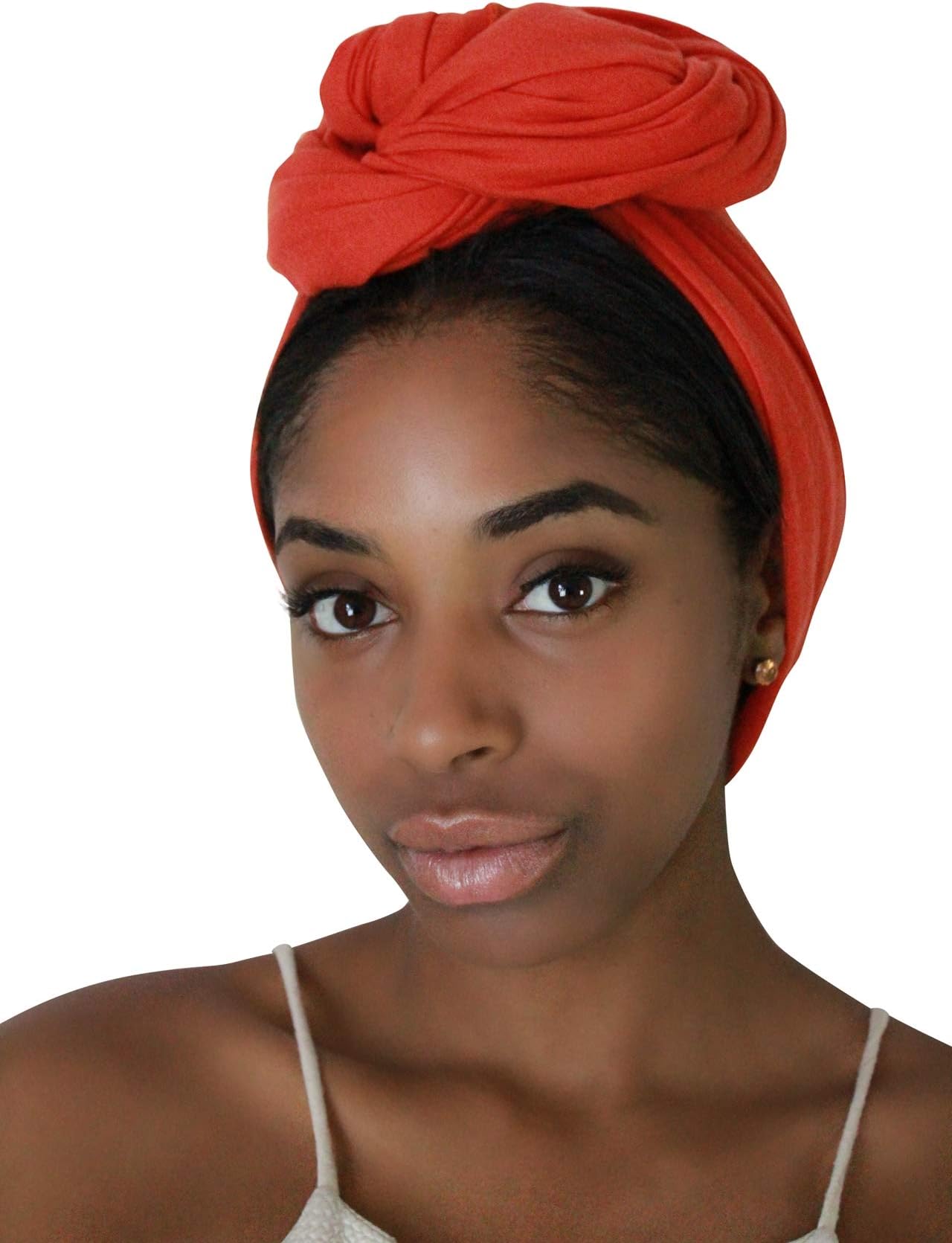 Rayna Josephine Solid Color Head Wrap -Stretch Long Hair Scarf Turban Tie