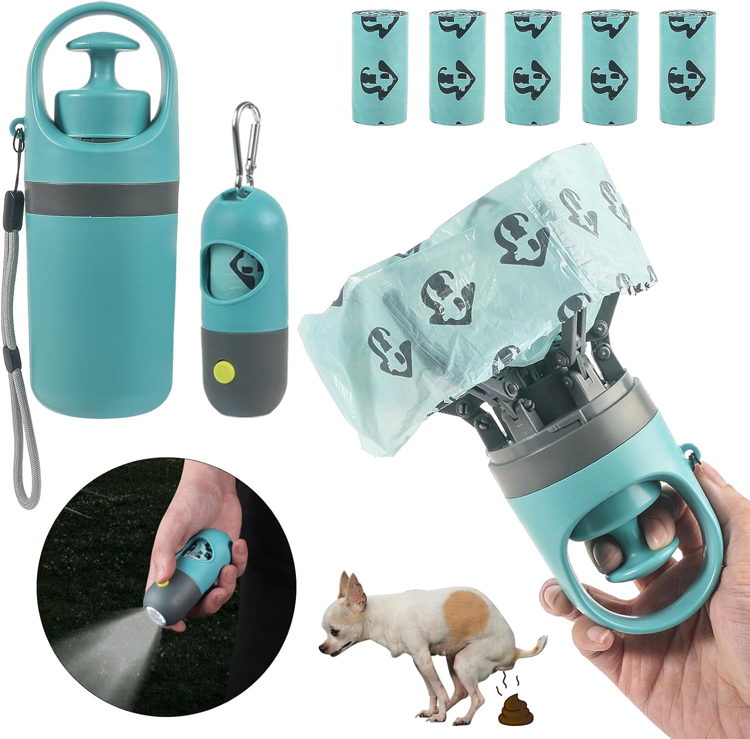 CyperGlory 6 Pcs Portable Dog Poop Scooper Set with Holder