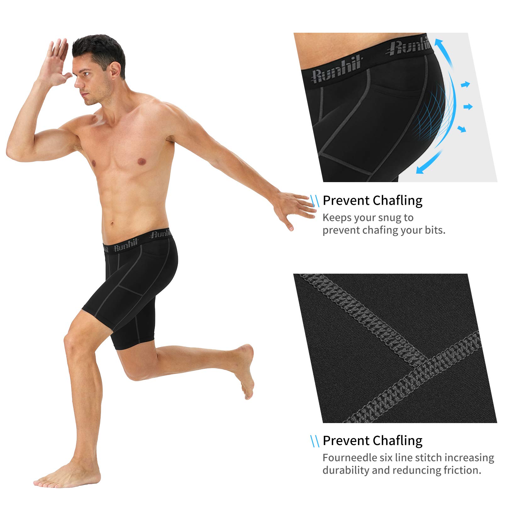 Runhit Compression Shorts Men Pantalones Cortos Deportivos de compresión para Hombre