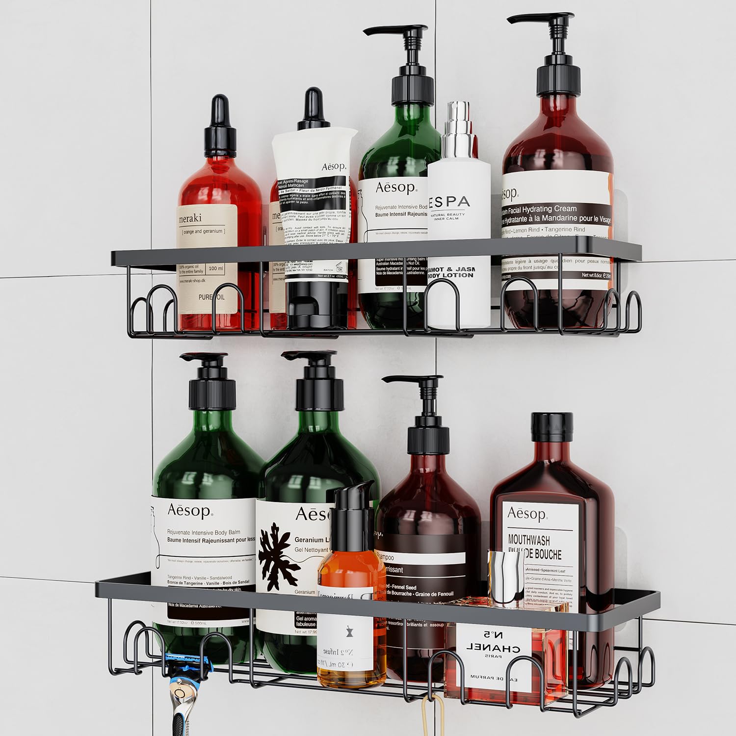 UamectorLarge Shower Caddy - 2 Pack Adhesive Shower Organizer