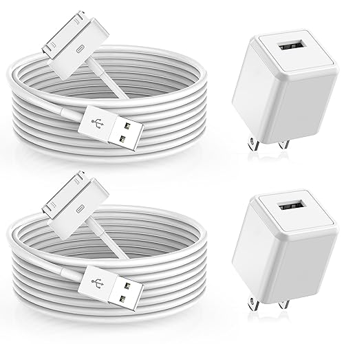 Paquete de 2 cargadores para iPhone 4, con certificación MFi de Apple, cable de sincronización de datos con adaptador de corriente USB, cargador de