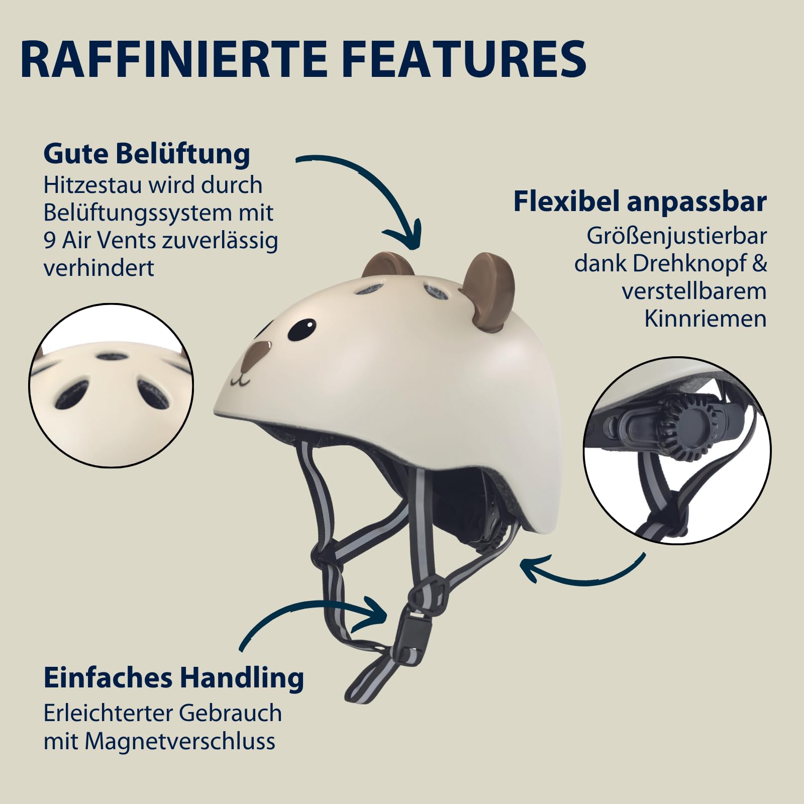 HUDORA Kinderhelm mit süßem Tier-Motiv - Bequemer Kleinkind-Helm in XXS, XS - Sicherer Fahrradhelm - Hochwertiger Kinder-Helm für Mädchen und Jungen - für Laufrad, Scooter und Fahrrad