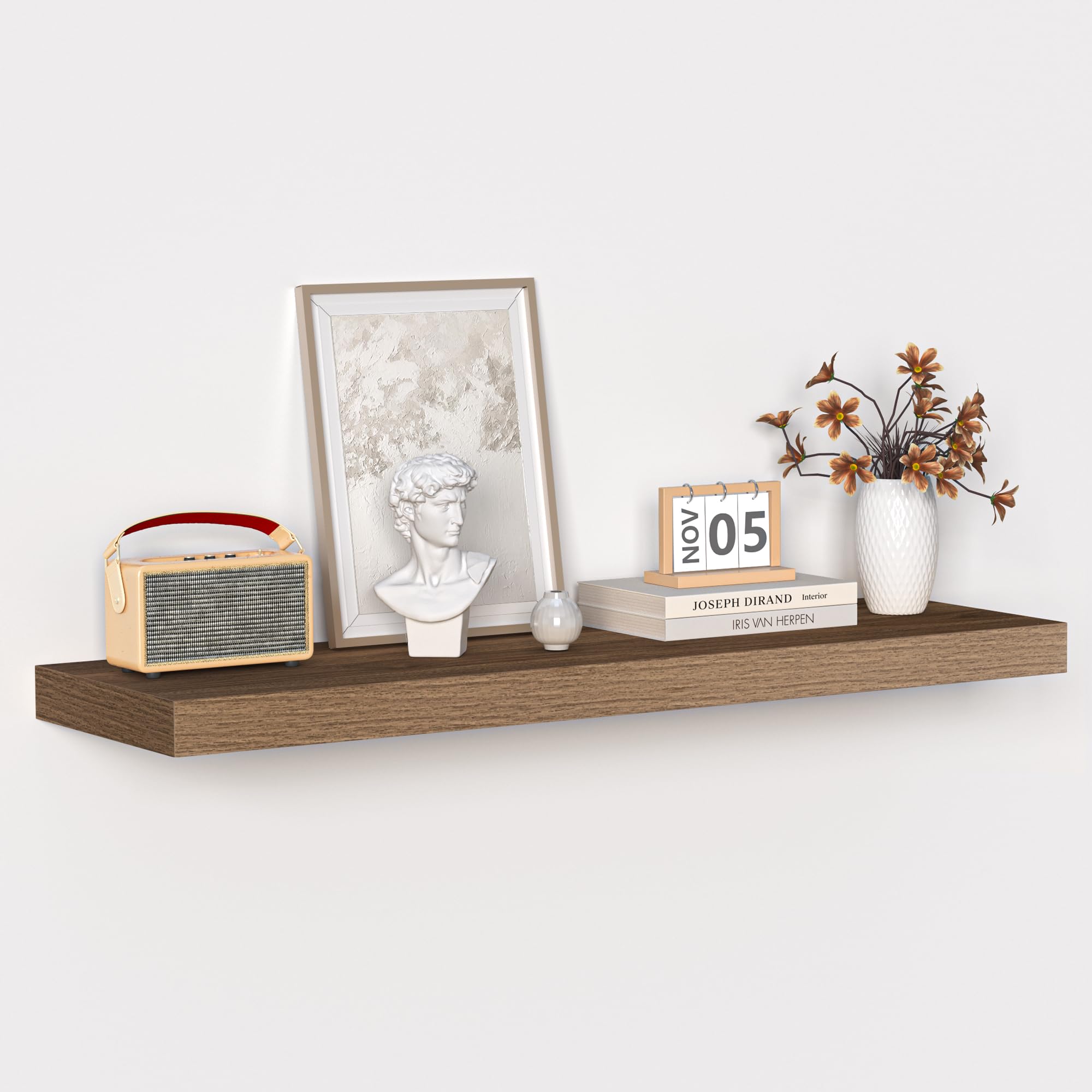 Fun Memories Floating Shelves - 10.3 Inch Deep Wall Shelf for Decor & Storage - Wall Mounted Display Shelving with Invisible Heavy-Duty Metal Bracket