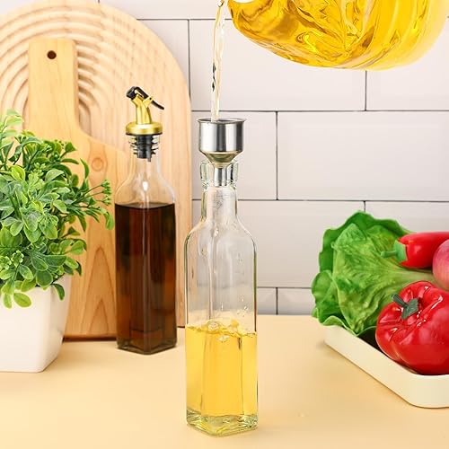 Miniatura 5 de Hushee Los juegos de 15 botellas dispensadoras de aceite de oliva de vidrio transparente incluyen botella de vidrio de 8 onzas con boquilla,