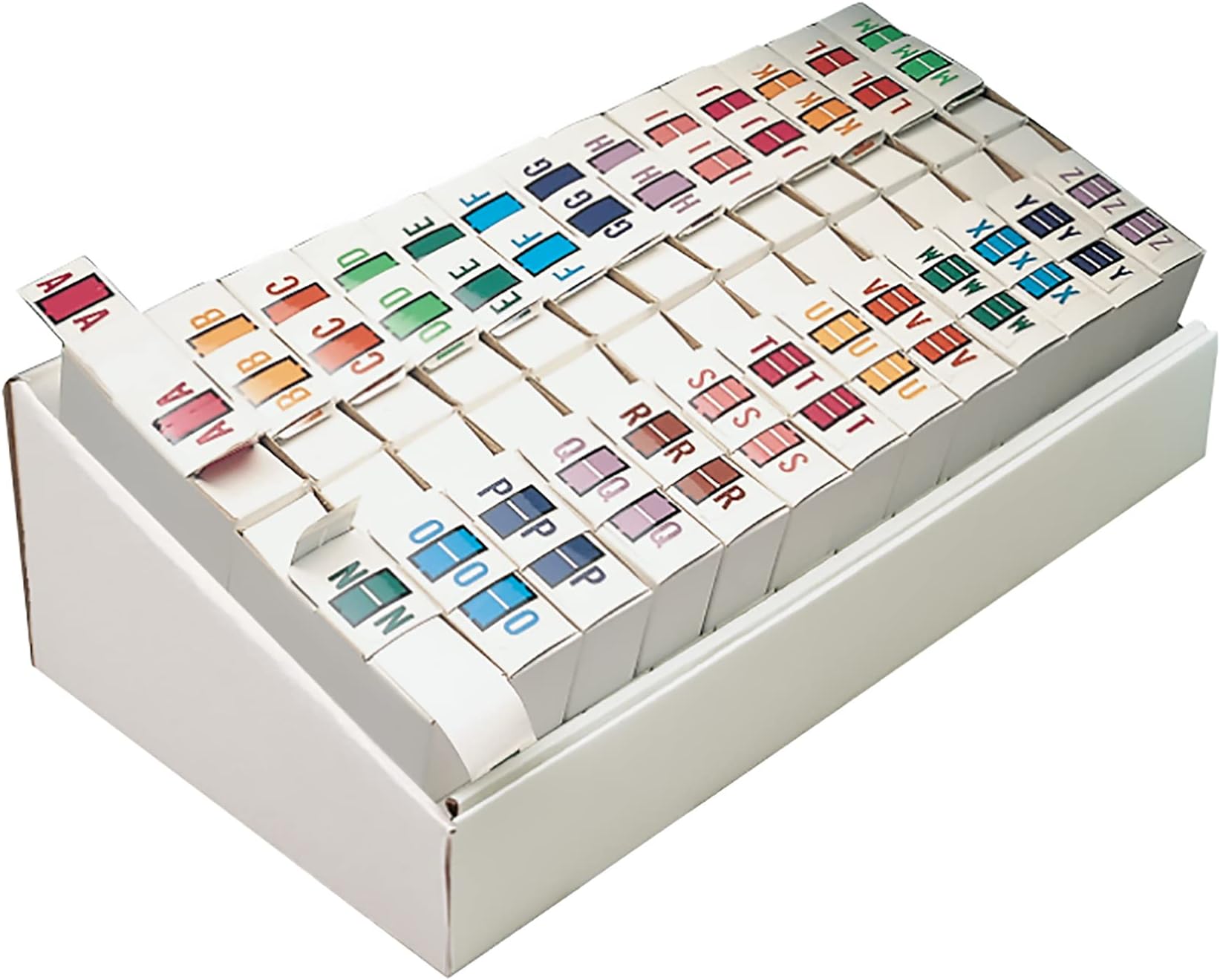 Smead BCCR Bar-Style Alphabetic Labels for Organizing, Color Coding, Letters A-Z Colored Stickers, Assorted Colors, Small Labels for Storage Bins, Inventory Stickers, 500 per Roll (67070)