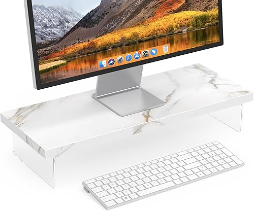 Soporte elevador para monitor, soporte para monitor de computadora de madera y acrílico, mesa organizadora de escritorio para el hogar, oficina,