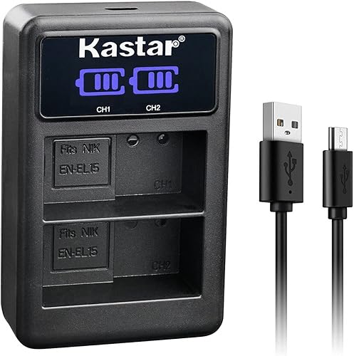 Miniatura 10 de Kastar Paquete de 1 batería EN-EL15C y cargador USB LED2 compatible con Nikon EN-EL15 EN-EL15a EN-EL15b EN-EL15c, cargador MH-25 MH-25a MH-25b,