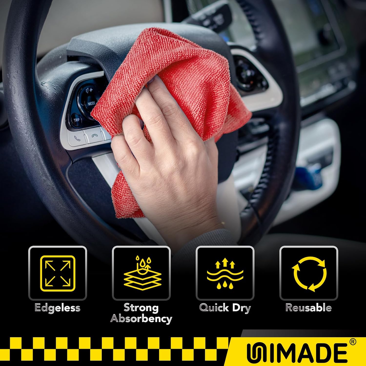 Shop Towel Rag, 200 Pack Reusable Rags Bulk Microfiber Cleaning Cloth Lint Free Towels for Car Kitchen Automotive Bar Mechanic Restaurant Garage, 11.5"x 11.5", Red - Image 5