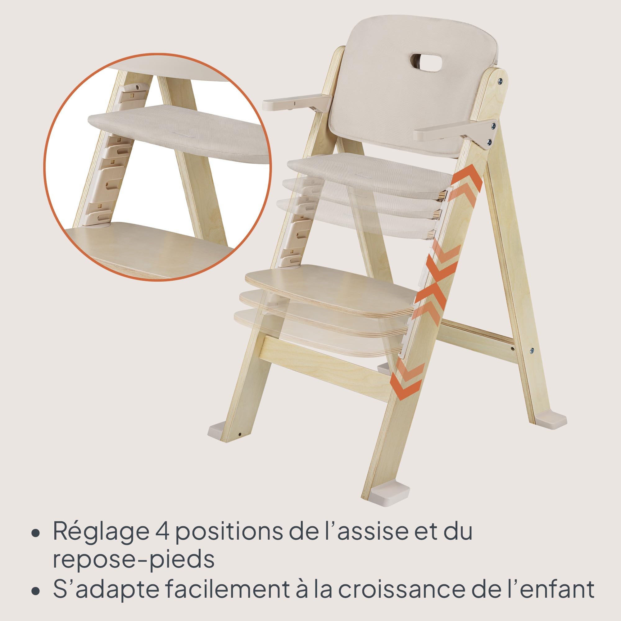 Lionelo Floris Chaise Haute Bébé Évolutive, 6 Mois-12 Ans, Beige | Chaise Haute jusqu’à 15 kg, Chaise Enfant jusqu’à 40 kg, Siège et Repose-Pieds Réglables, Plateau Amovible, Harnais 5 Points