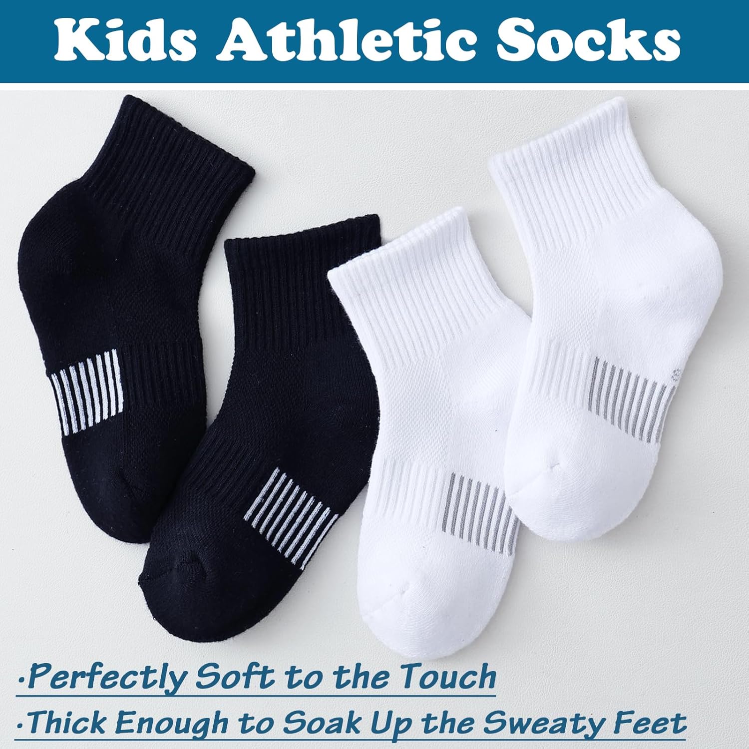 Boys Socks Girls Cushioned Athletic Socks Cotton Mesh Quarter Sock Youth Sport Ankle Sock 4/8 Pairs - Image 6