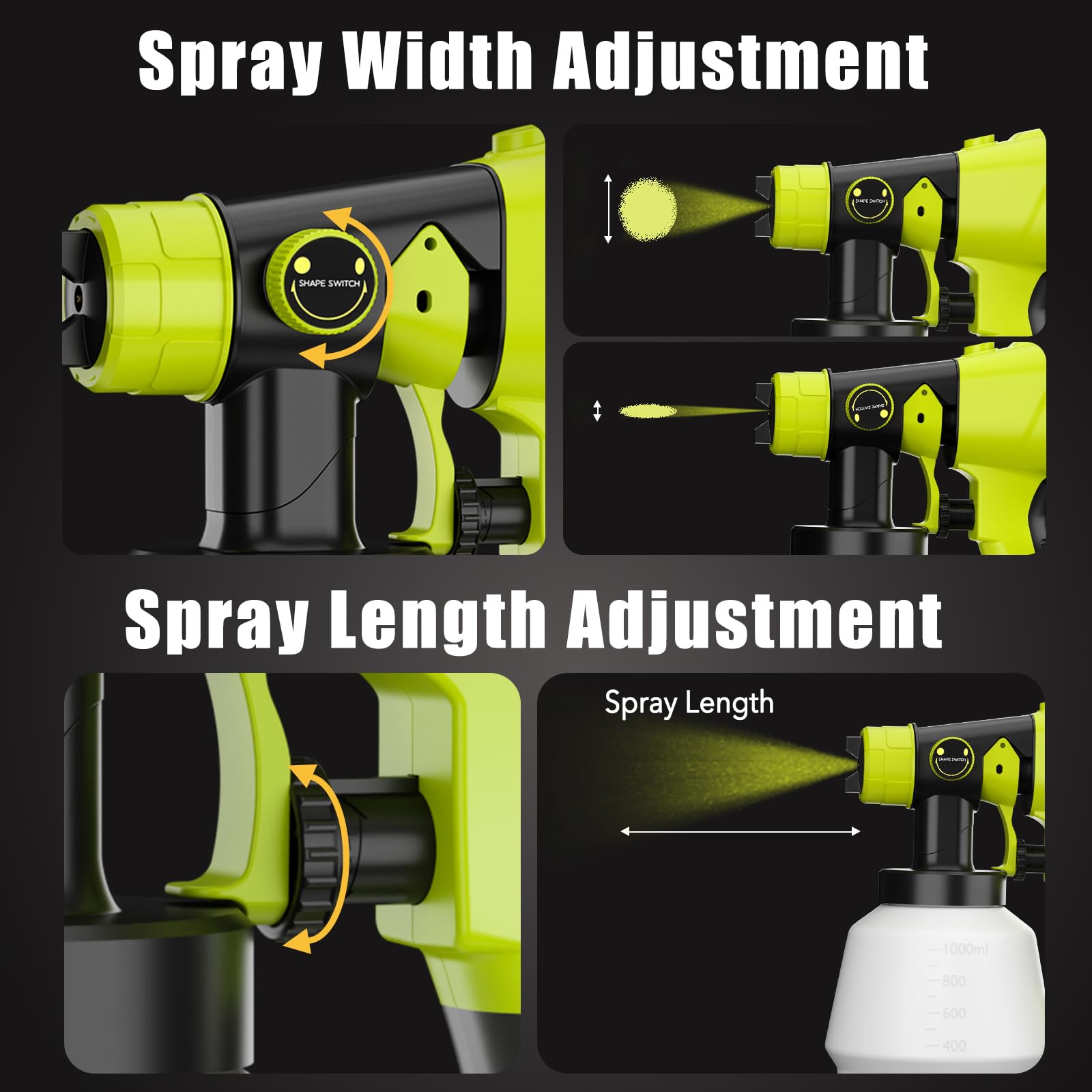 Paint Sprayer for Ryobi One 18V Battery w1000ML Large Container Even Coverage No Clogging Handheld Cordless Painting Spray Gun for Small and Meduim Projects: Fence Cabinets ChairsNo Battery product thumbnail 7