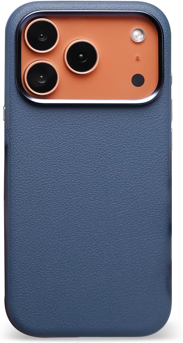 KAPAVER Infinity PU Leather Mag-X Back Cover Case Compatible with MagSafe, Magnetic for iPhone 17 Pro Max (Blue)