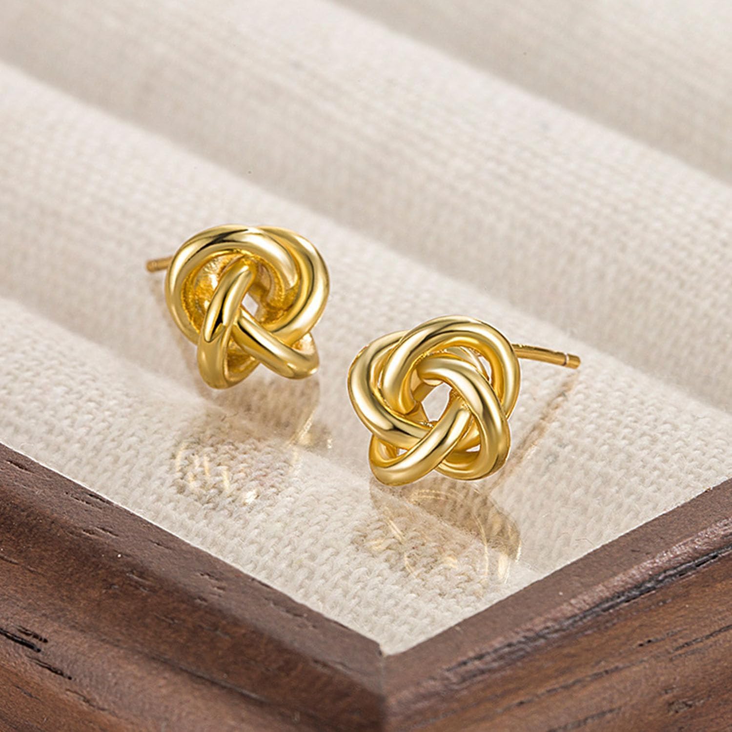 Love Knot Stud Earrings for Women Gold Geometric Statement Earrings Chunky Gold Silver Knot Earrings Minimalist Small Stud Earrings Trendy Jewelry for Women - Image 6