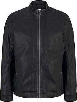 新品　LUSTER FAKE LEATHER JACKET TOM TAILOR Men's 1026337 Faux Leather Biker Jacket, 29999-Black, S