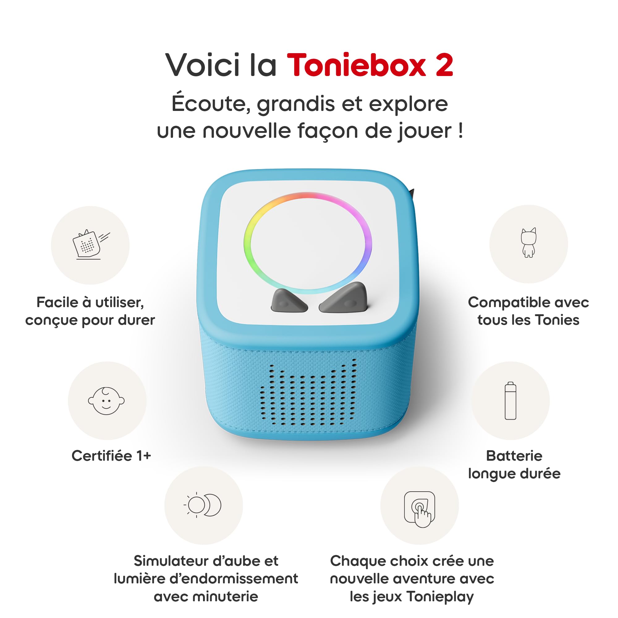tonies Toniebox 2 Pack Boite à Histoire pour Enfant 1 à 9 Ans, Robuste & Facile à Utiliser, La Pat' Patrouille, 2 Figurines, Bleu Ciel