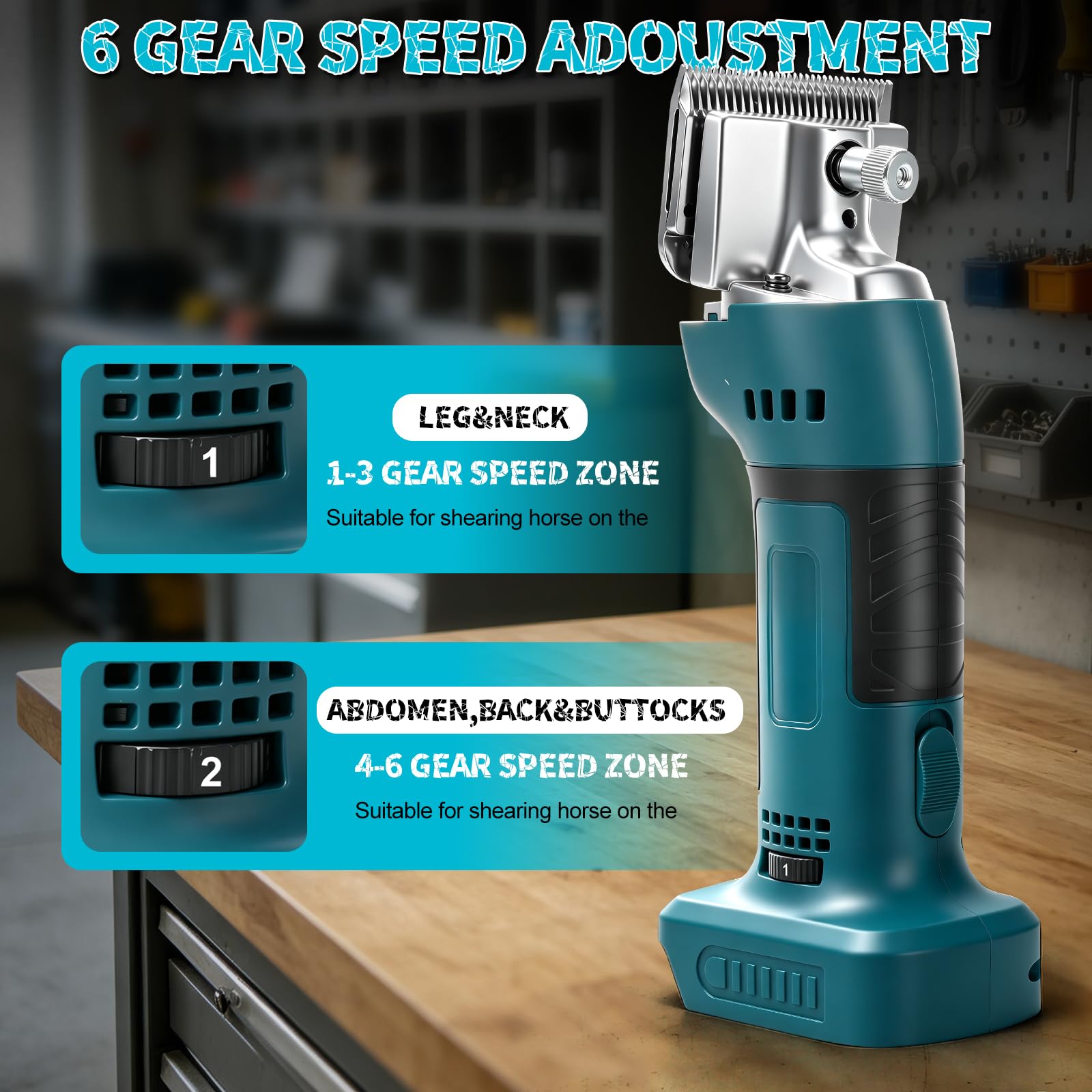 Tosatrice a batteria per cavallo e pecora per Makita, 18 V, 6 marce (senza batteria)