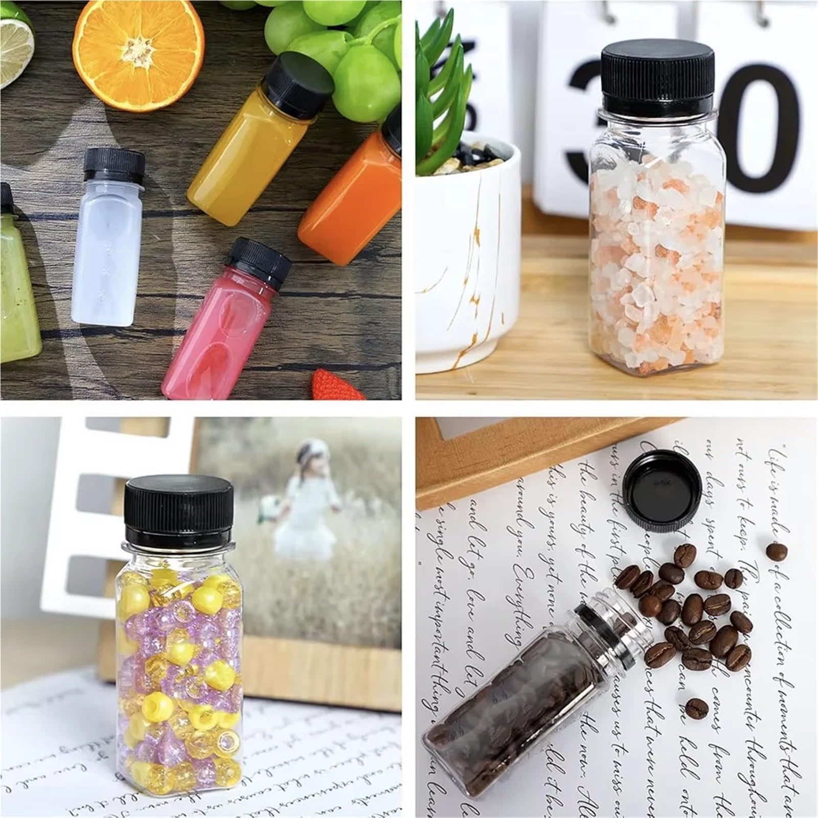 Bottiglie di Succo di Plastica 6/20/44/68 pezzi di bottigliette da 2 once con tappi, succo vuote for spremere, contenitori riutilizzabili for bevande a base latte(20PCS)