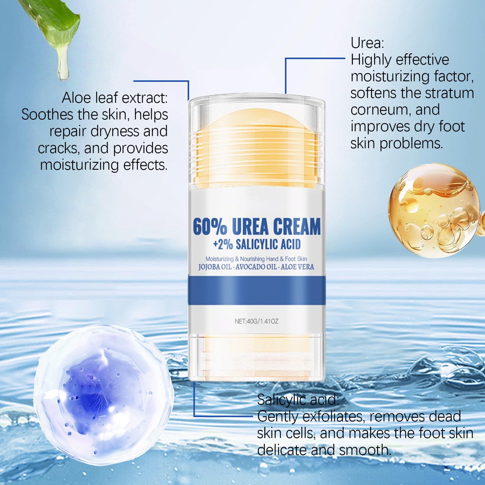 60% ige Urea-Fußcreme, feuchtigkeitsspendende Fersenpflege (6pcs)