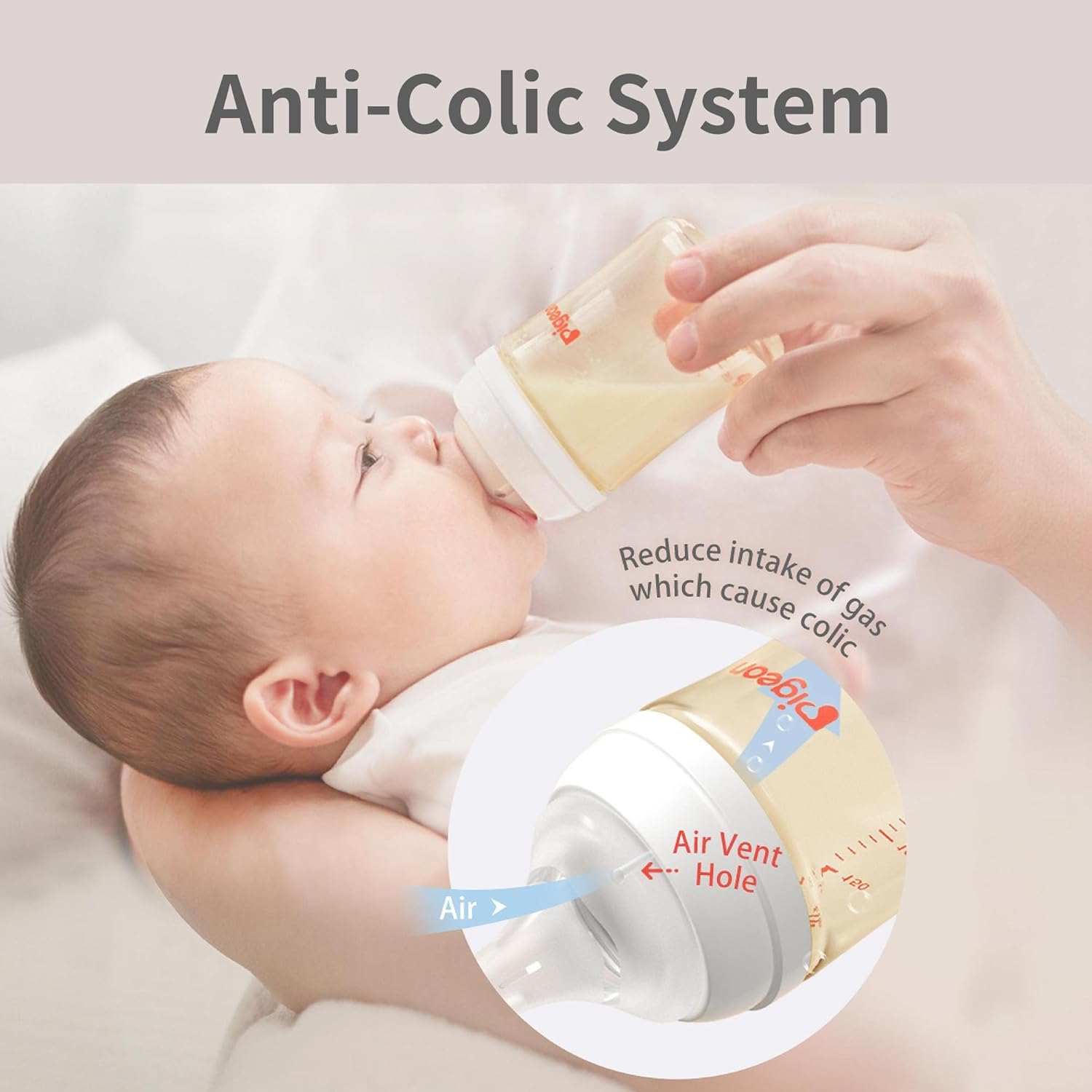 Pigeon PPSU Nursing Baby Bottle Wide Neck, Anti-Colic, Streamlined Body, Natural Feel, Easy to Clean, 5 Oz (Pack of 2), Includes 2pcs SS Nipples (0m+) - Image 3