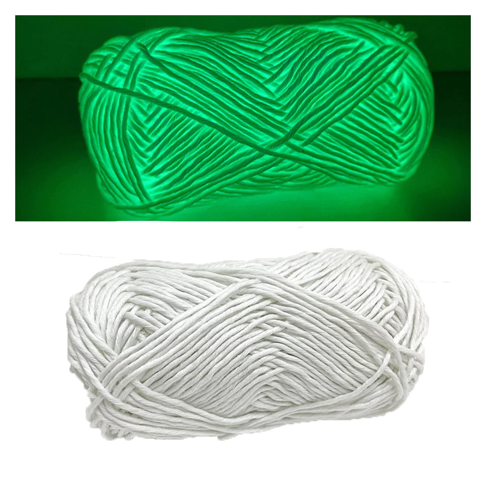 XIRUJNFD Glow in The Dark Yarn, 3 Rolls DIY Glow Yarn, Glow in The Dark Yarn for Crochet, Glow Yarn for Knitting, Crocheting, Crafts Sewing Beginners (White,1 Rolls)