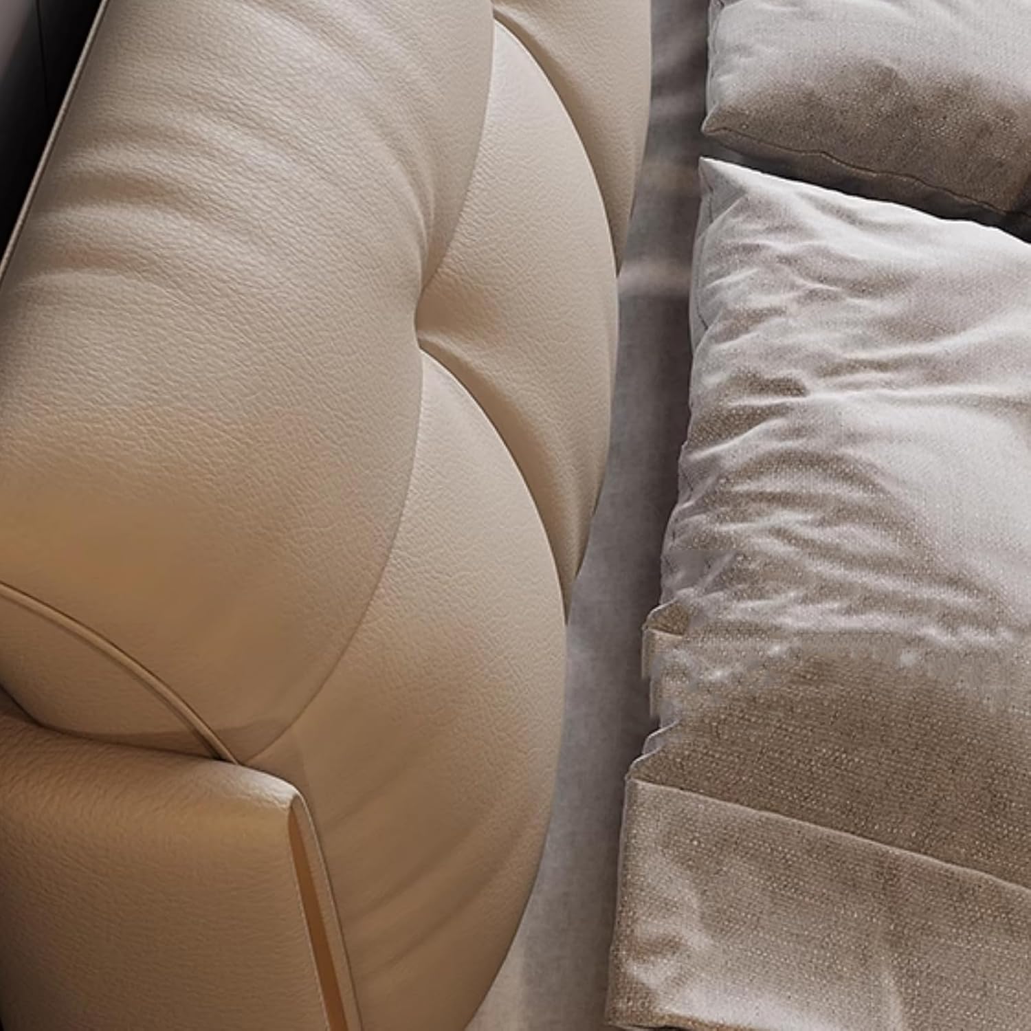 Modern Light Luxury Full Size Bed Frame, Upholstered Platform Bed Ergonomic Upholstered Headboard, Noise-Free