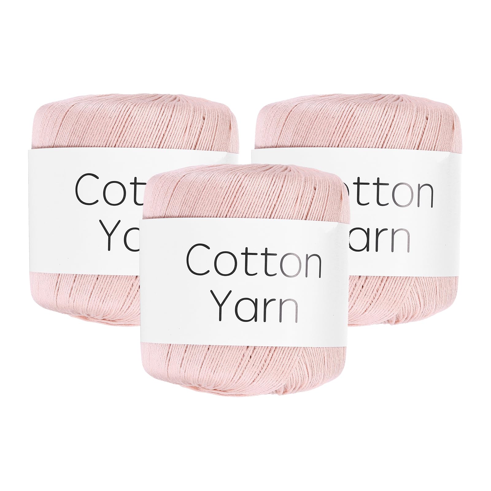 Fil de coton rose clair pour tricot et crochet - Lot de 3 pelotes de 120g au total