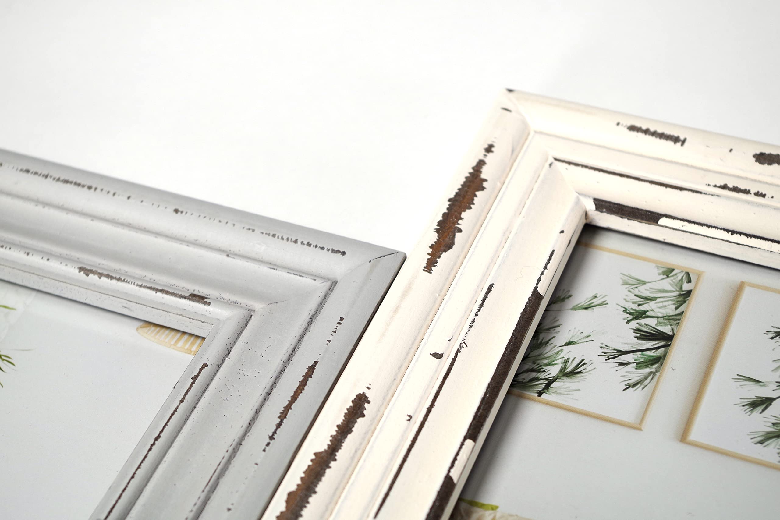 Kobolo Bilderrahmen-Collage Holz Nostalgie Creme für 7 Bilder Grau