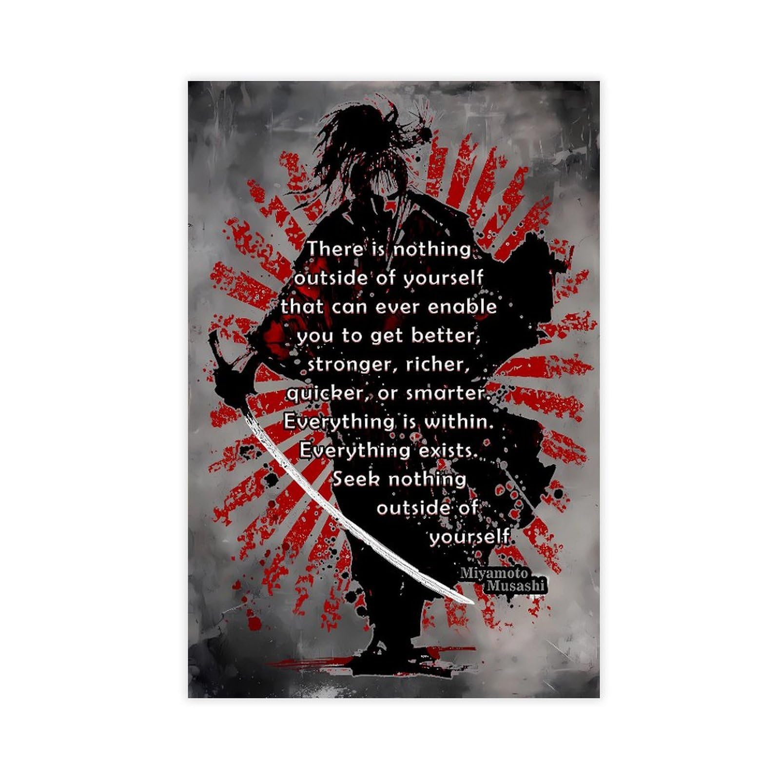 Qnvjqkdsi Unframe Japanese Samurai Miyamoto Musashi Quote (3) Canvas Poster Bedroom Decor Landscape Office Room Decor Gift 24" L X 36" W