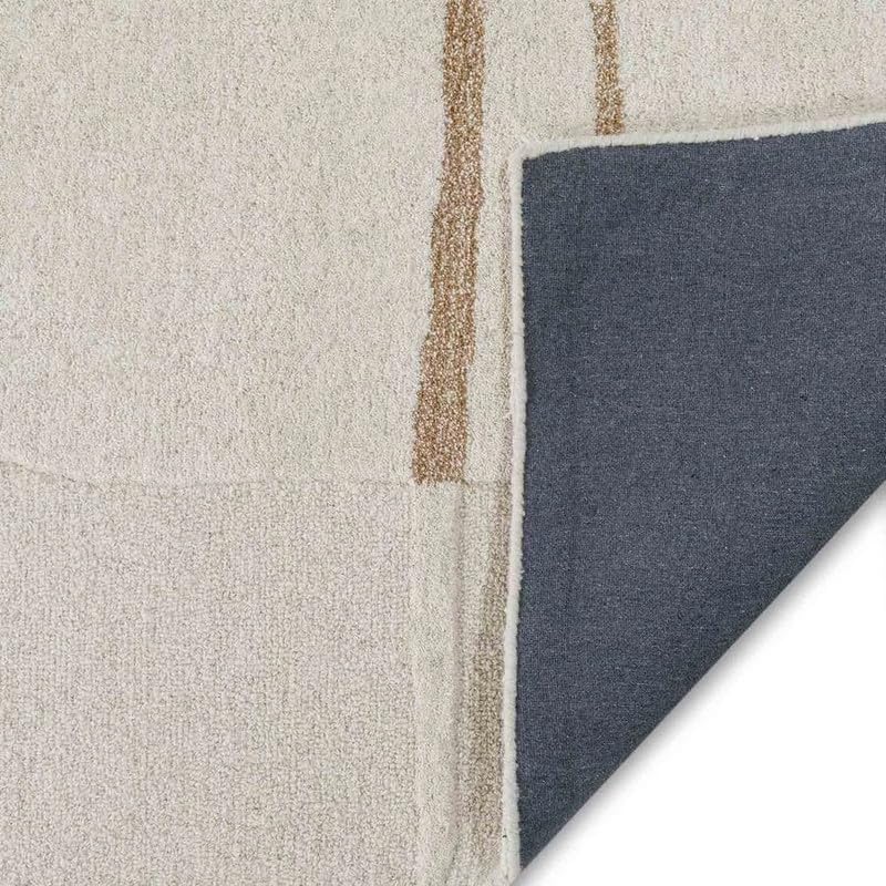 10x14 Ft Hand Tufted Wool Area Rug, Minimalist Ivory Beige Abstract Line Design, Modern Handmade Carpet for Living Room Bedroom Home Décor