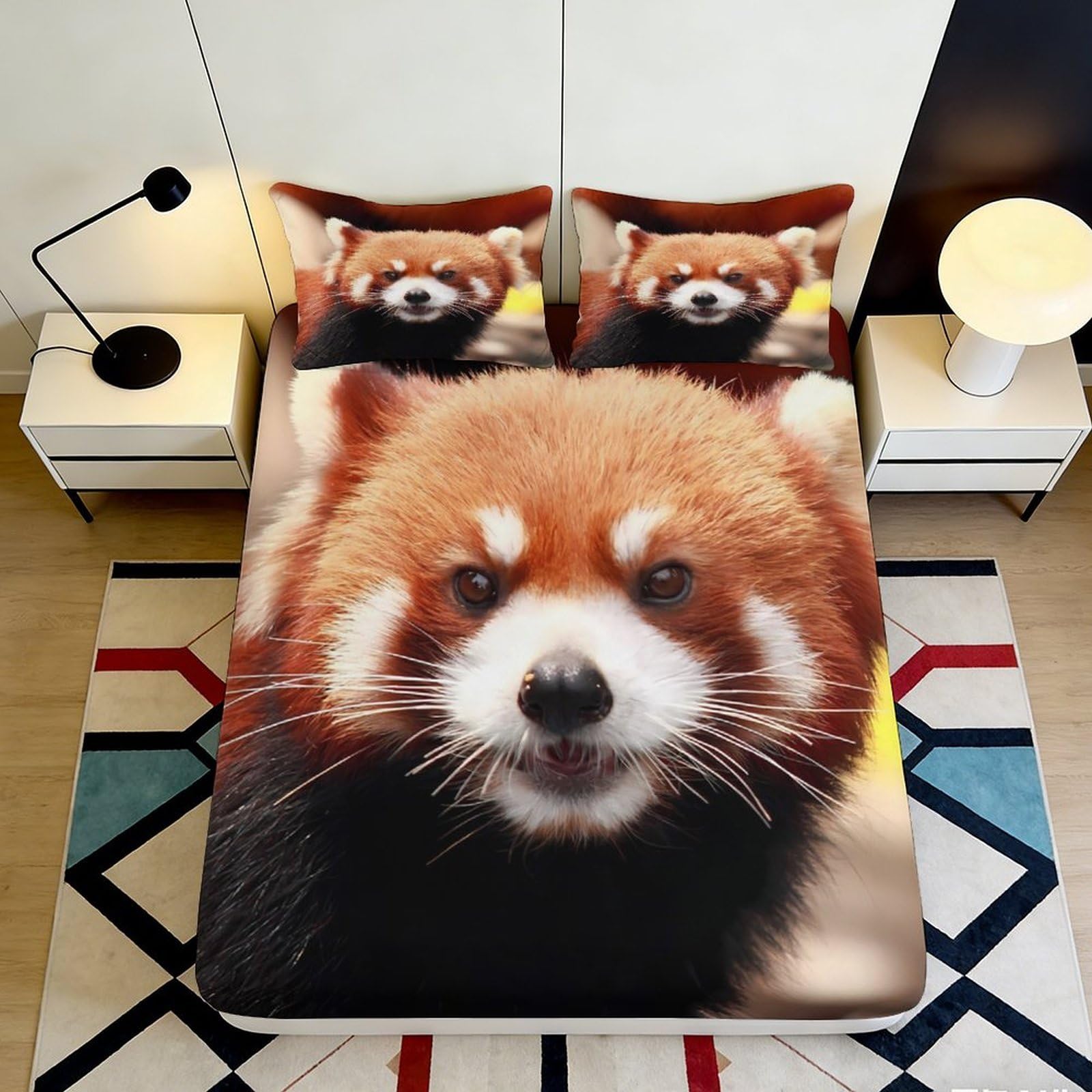 Jqzkxnhpbr Style-9 3D Printed Red Panda Fitted Sheet Microfiber Soft Non-Slip Bed Cover Bedroom Decor Machine Washable 90X200x25cm