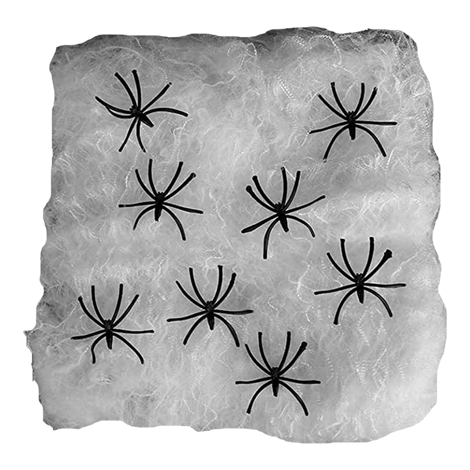 Set di Decorazioni di Halloween con ragnatele spettrali | Ragnatele Elastiche da 100 g con 100 Ragni Finti per Uso Interno ed Esterno