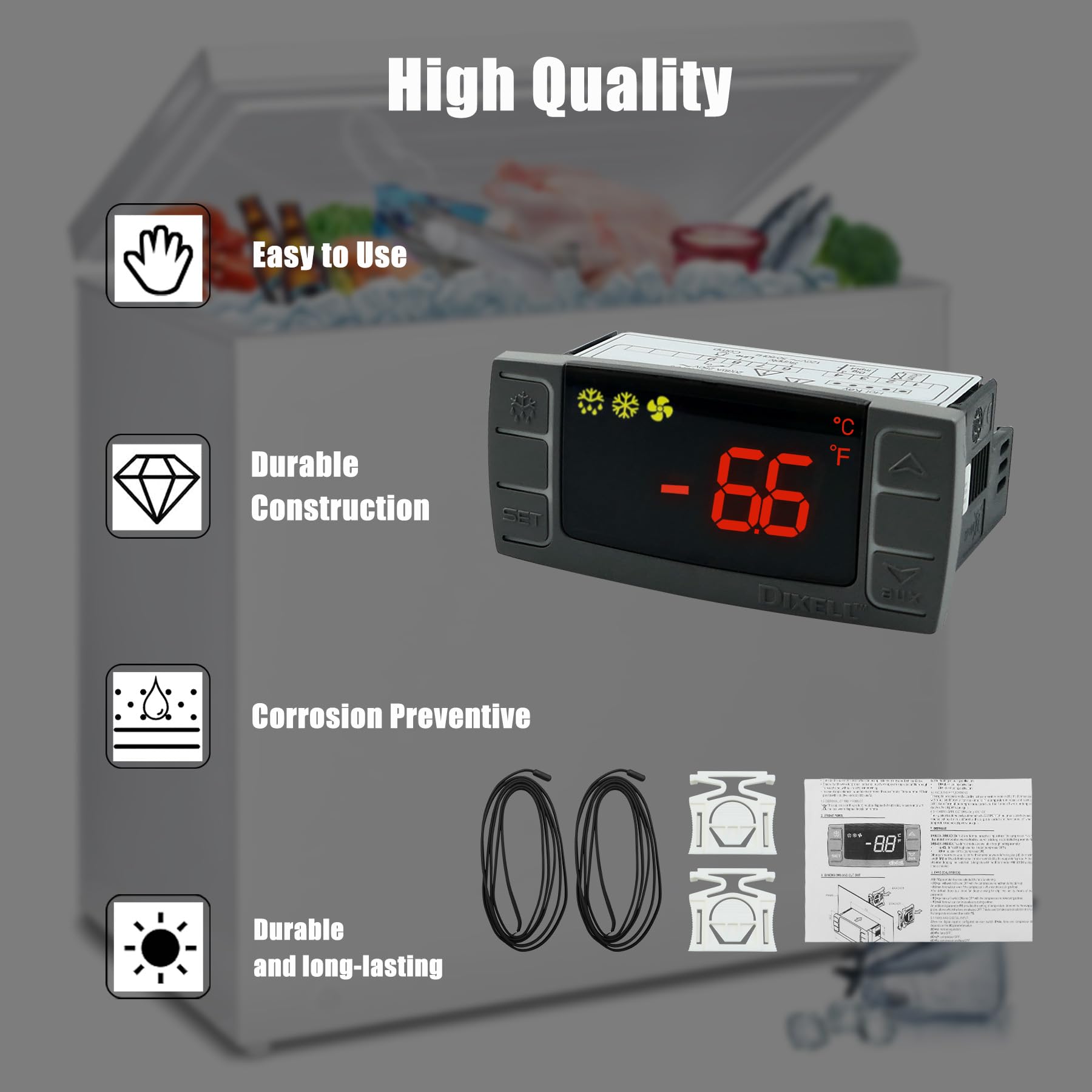 XR02CX-4N1F1 Dixell Regolatore di temperatura per frigorifero Termostato Digitale per Frigoriferi Congelatori Riscaldamento Apparecchi 120V/50-60Hz con 1 sonda NTC