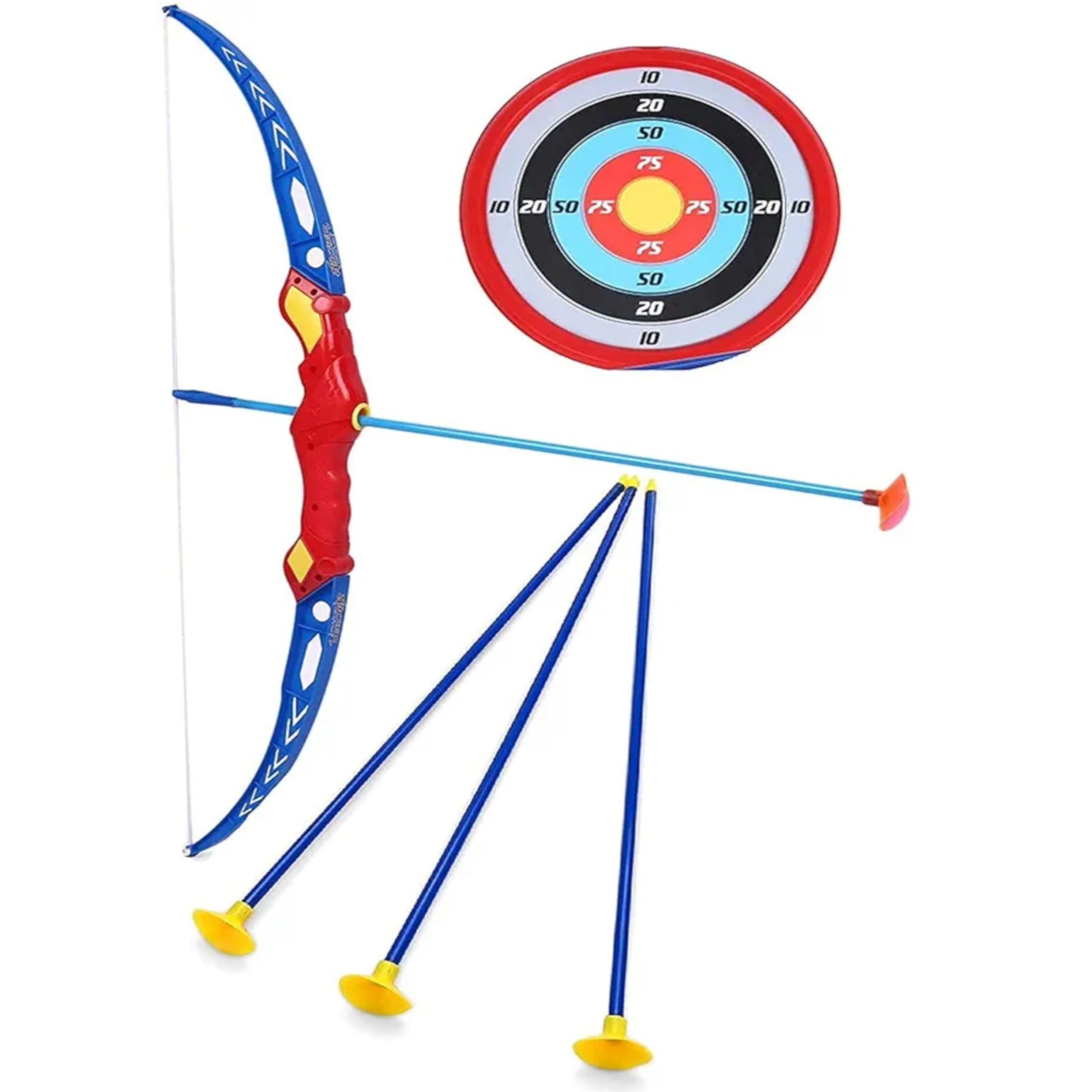 Fighter Kids Archery Bow and Arrow Set with Target Board, 3 Suction Cup Arrows, Orange and Blue Pack of 1 2