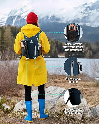 Miniatura 4 de Mochila de senderismo pequeña con soporte frontal para teléfono, mochila plegable con correa para el pecho y la cintura, mochila ligera para mujeres