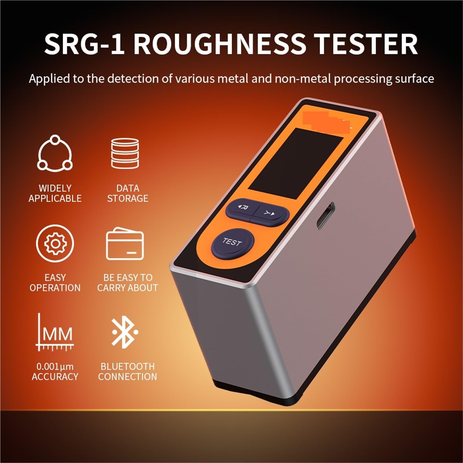 Oberflächenmessgerät, Tragbares Oberflächenrauheitsmessgerät, hochpräzises digitales Profilometer mit Bluetooth, Messung der Oberflächengüte Ra, Rz, Rq, Rt