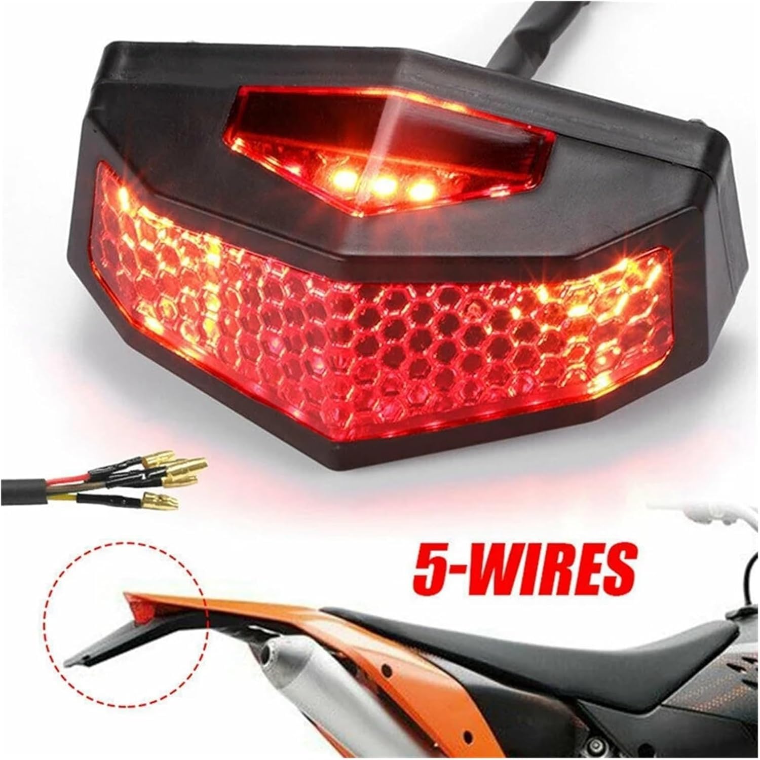 Fanale posteriore per moto Indicatori di direzione a LED 5 in 1 per moto, luci posteriori, luci di stop, luci targa, luci posteriori universali rosse