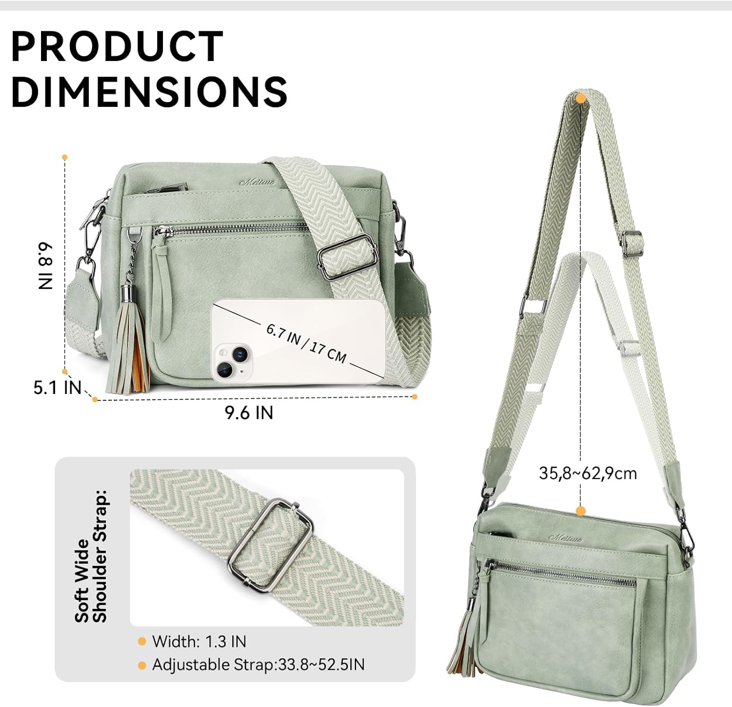 MEITRUE Crossbody Bags for Women, Vegan Leather Crossbody Purse Trendy Multi Pockets Shoulder Handbag with Tassel - Image 4