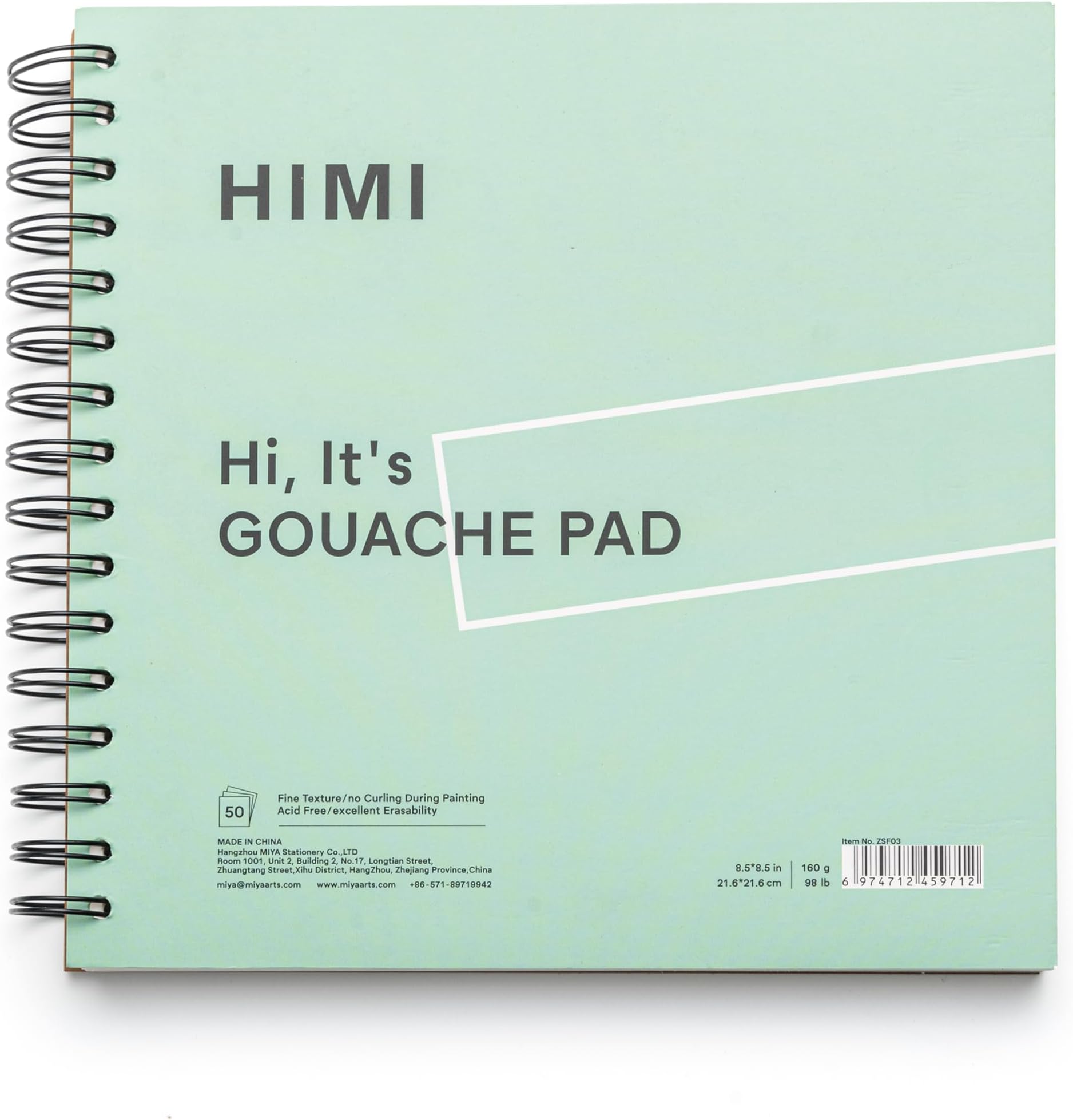 Gouache Pad 8.5X8.5''(98lb/160g) 50 Sheets Mix Paper Pad, Side Wire Bound, Fine Texture, in Gouache Acrylic Art Pad for Sketching, Ink Sketch Book, Art Supplies Drawing Pad Gift （Green）