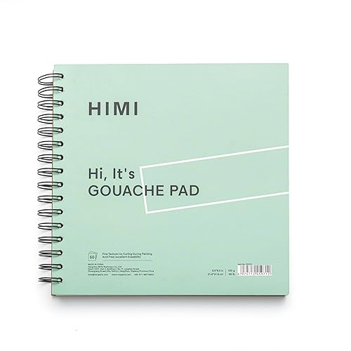 HIMI Gouache Pad 8.5X8.5''(98lb/160g) 50 Sheets Mix Paper Pad, Side Wire Bound, Fine Texture, In Gouache Acrylic Art Pad for Sketching, Ink Sketch book, Art Supplies Drawing Pad Gift （Green） - Green