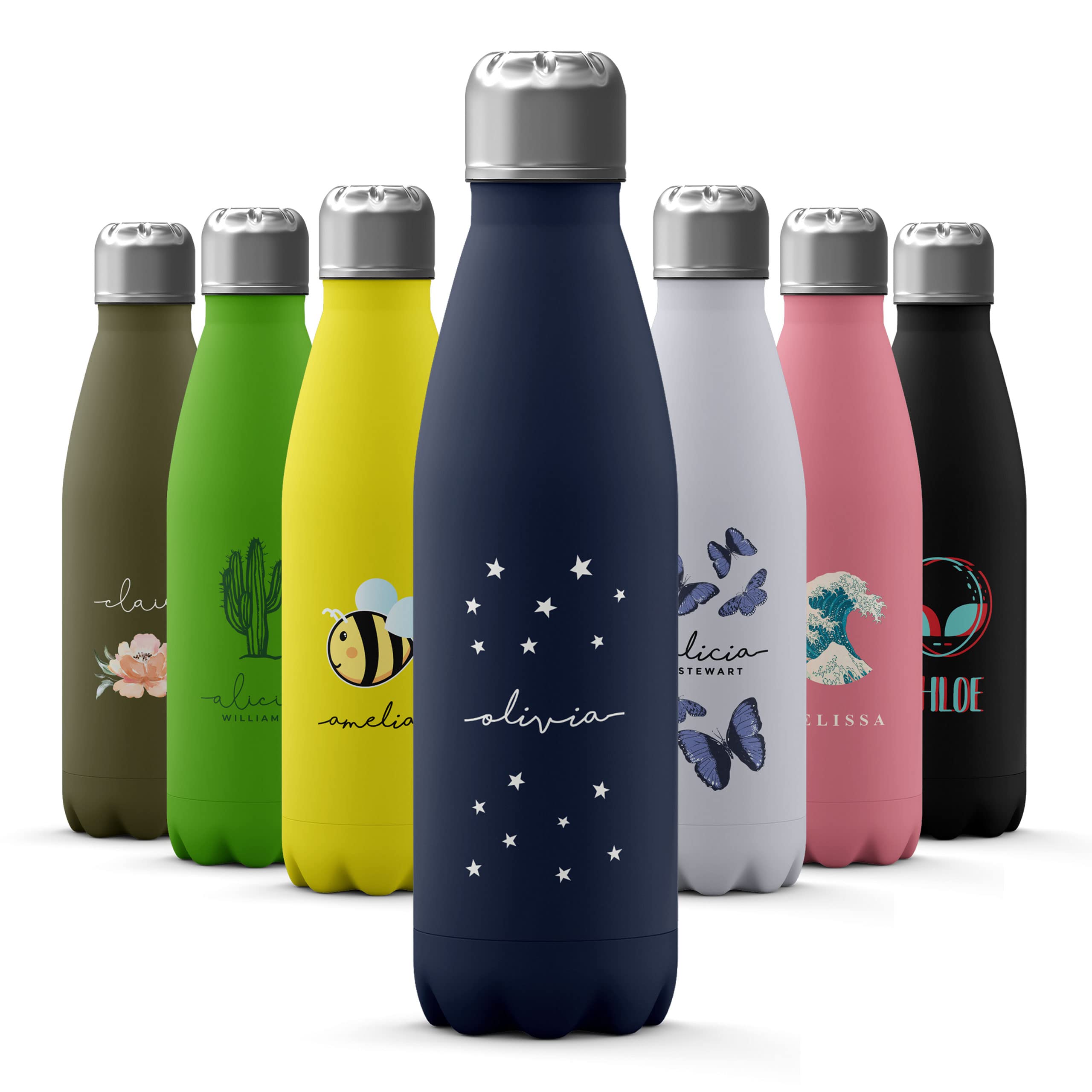 Tirita Personalised Water Bottle - Thermal Travel Flask for Hot & Cold Drinks - Insulated Stainless Steel Bottle - Gym, Office, School Drink Bottles - 500ml water bottle [15- Stars Starry Sky Name] — image 1