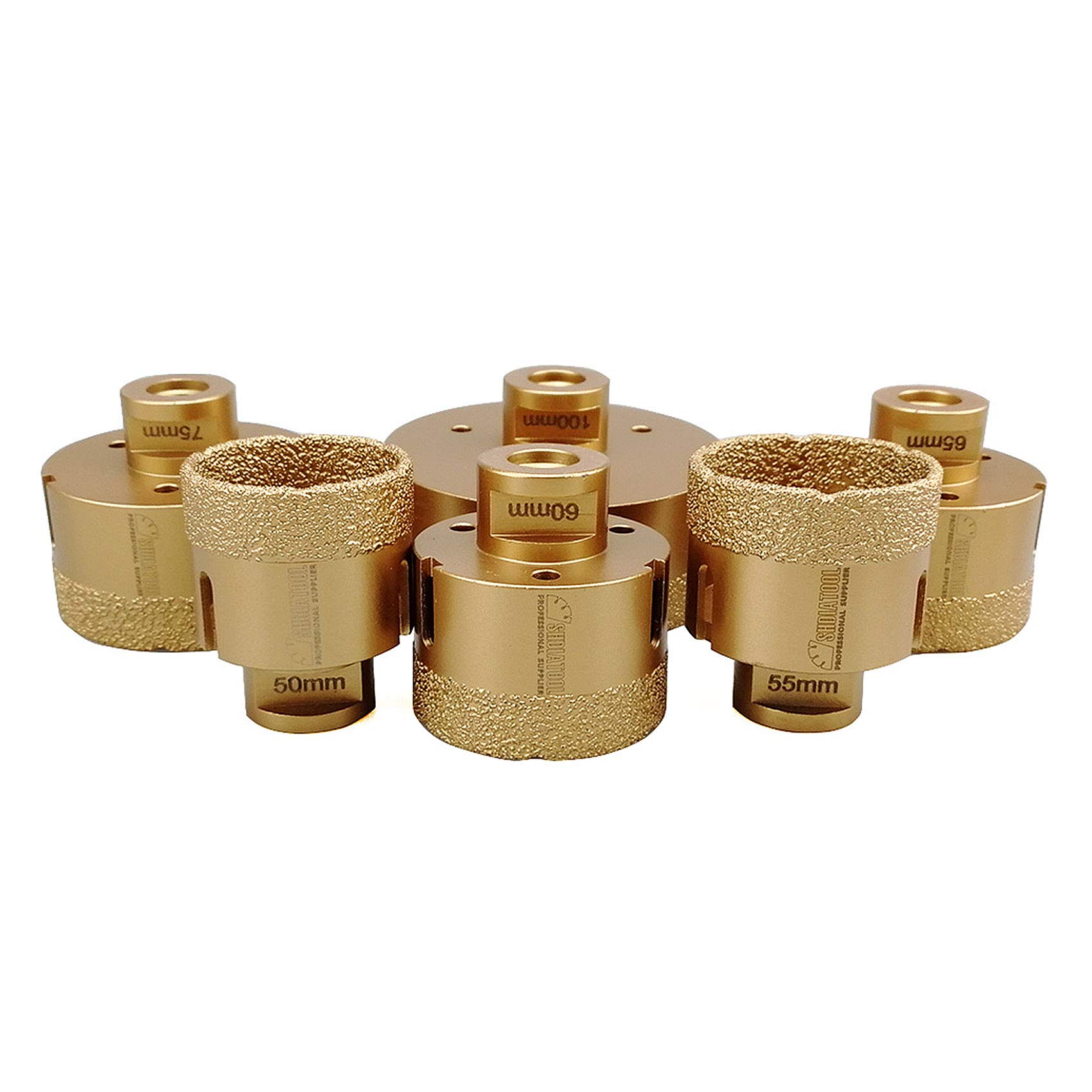 SHDIATOOL 6pcs Diamond Drill Core Bits Set Diameter 50 55 60 65 75 100mm for Porcelain Tile Granite