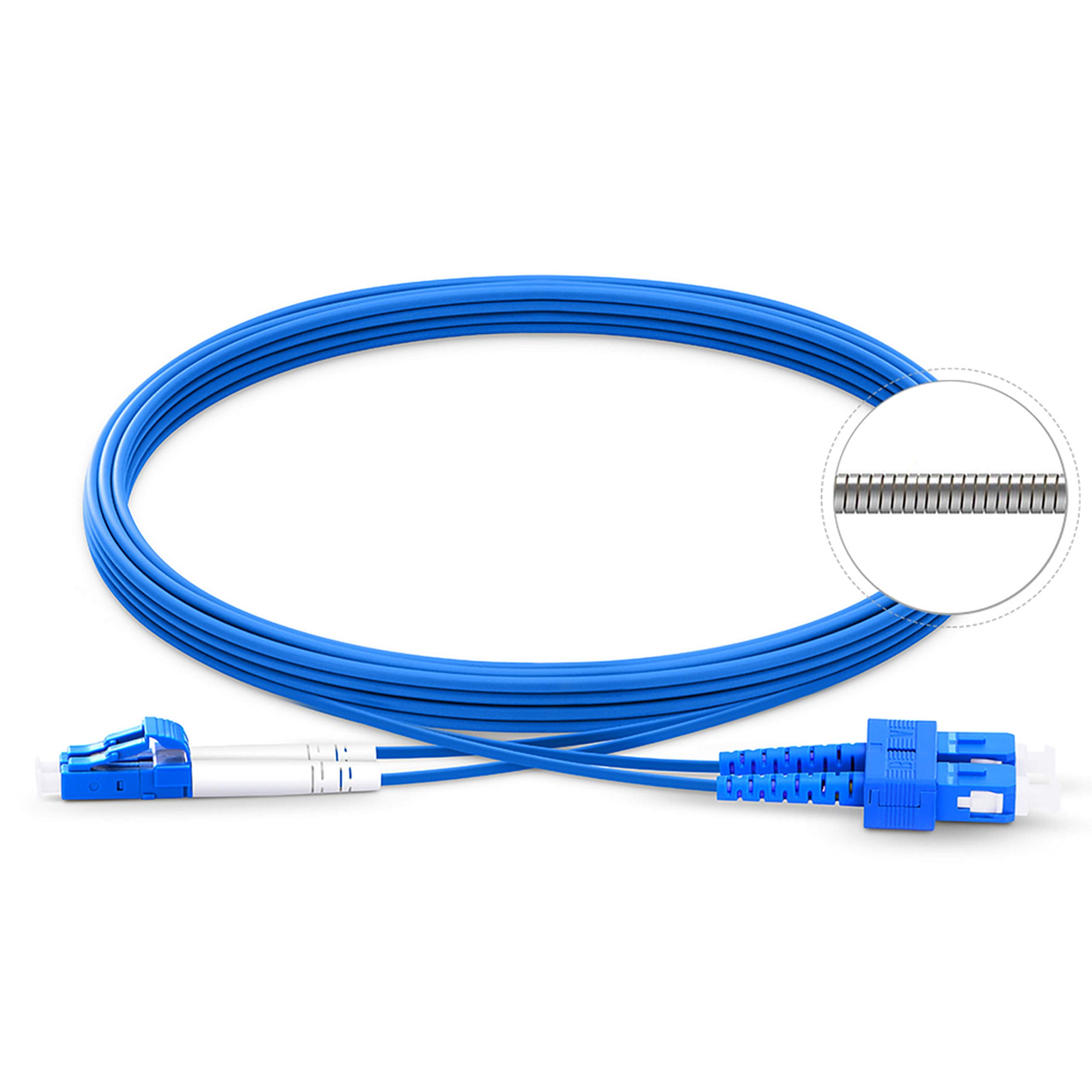 TechLogix NetworxS2D-ARM-LCSC-05 Armored Fiber Patch Cord - 5M Duplex Single Mode OS2 3.0mm Fiber with LC to SC Connectors