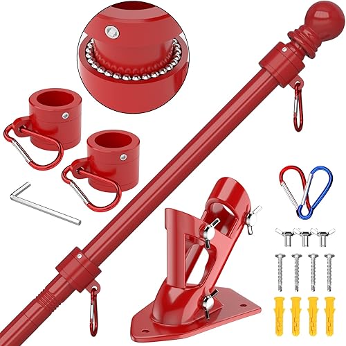 Miniatura 22 de ZMTECH Mástil de bandera – Soporte mejorado, bastones de bandera de acero inoxidable de 6 pies para exteriores de casa, residencial o comercial, kit