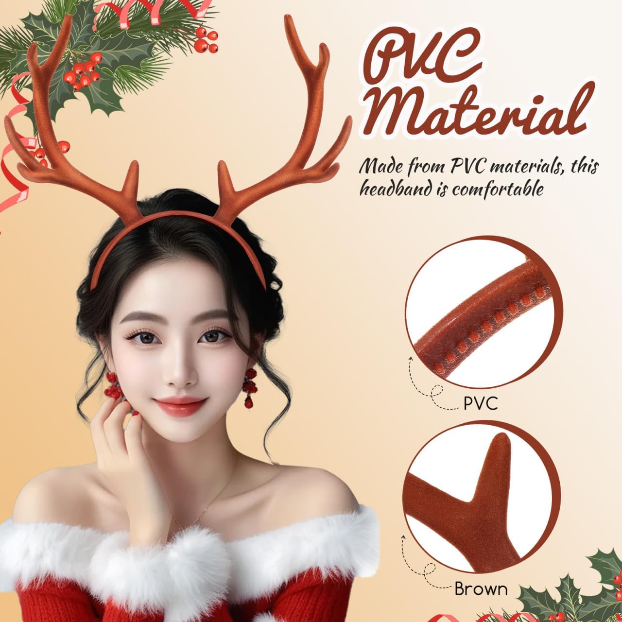 BESPORTBLE Deer Antlers Headband: Christmas Reindeer Antlers Headband, Deer Costume Accessories for Kids Adult