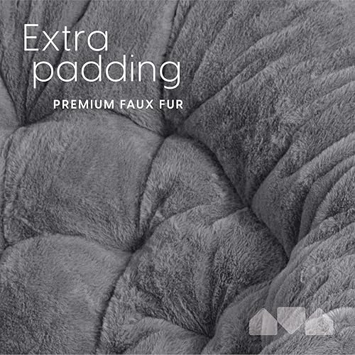 Miniatura 75 de Milliard - Silla acogedora con diseño de platillo, de pelo sintético, para dormitorio, tamaño extragrande (color blanco) Beige,Negro -,Negro +